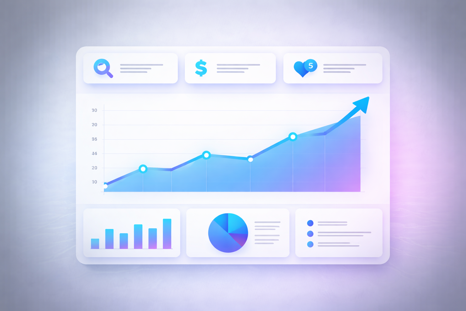 Placeholder: Results/metrics visual: simple upward trend chart, clean dashboard feel